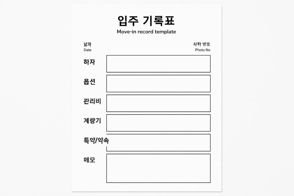 전월세 분쟁 예방을 위한 입주 기록 템플릿