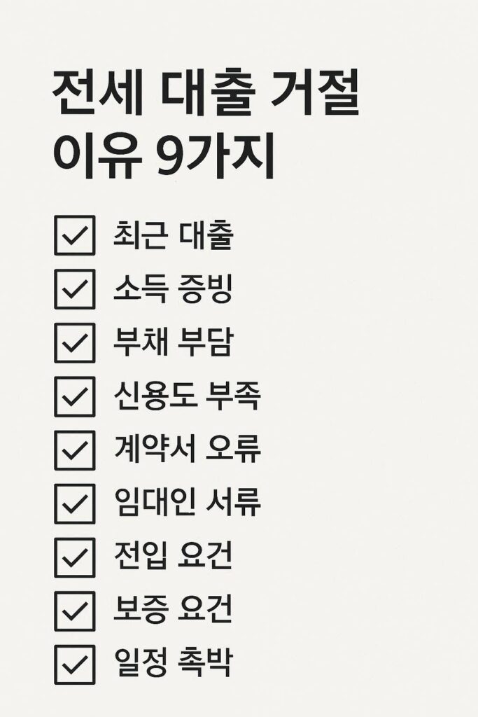 전세대출 거절 사유 9가지 체크리스트