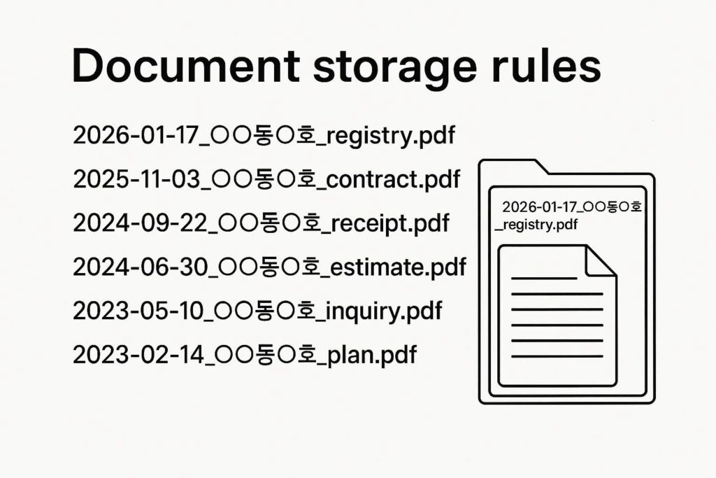 전월세 계약 서류 저장 파일명 규칙 예시