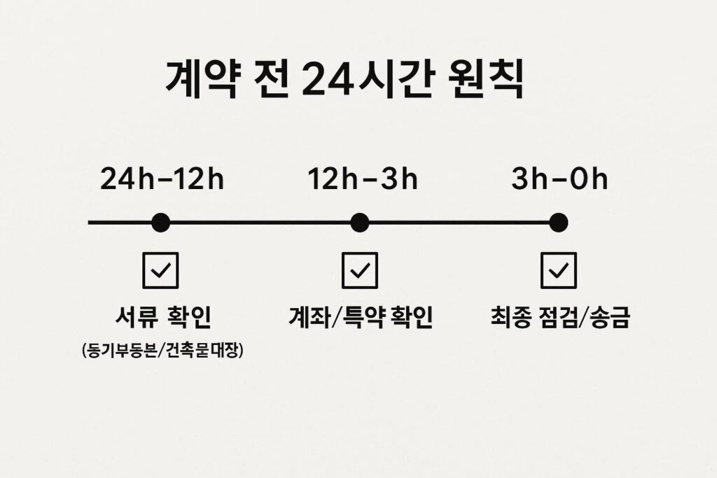 전세사기 예방을 위한 계약 전 24시간 룰 타임라인