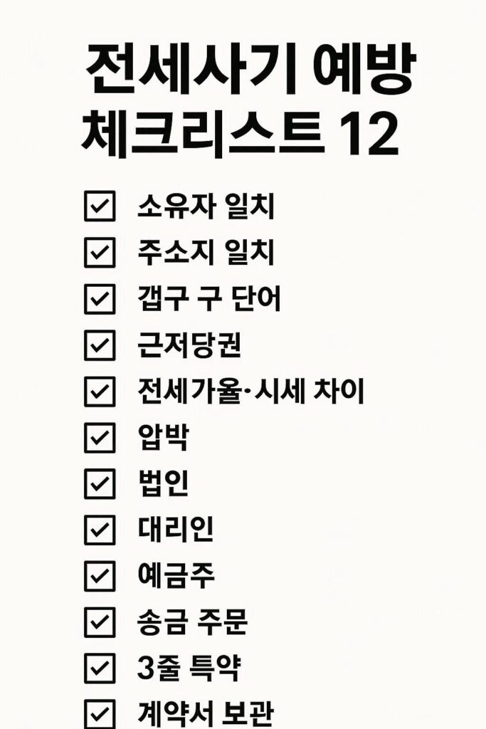 전세사기 예방 체크리스트 12가지 한 장 정리