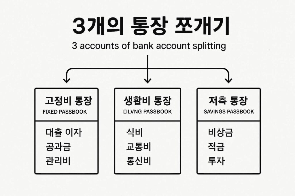 월급날 통장쪼개기 3계좌 돈 흐름도