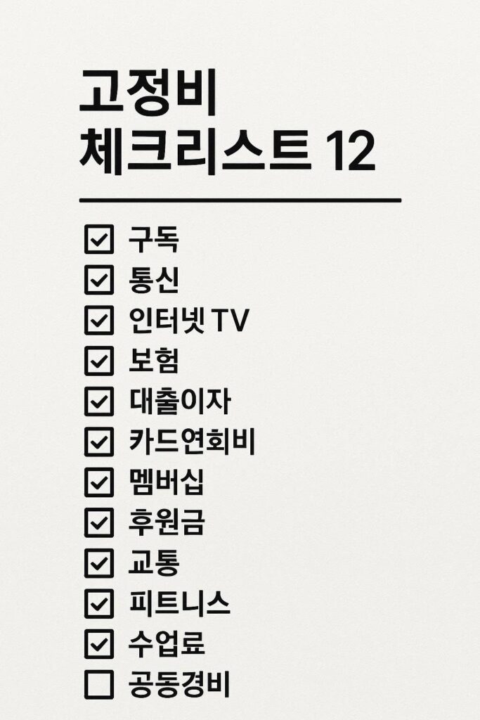 고정비 줄이는 방법 12항목 체크리스트