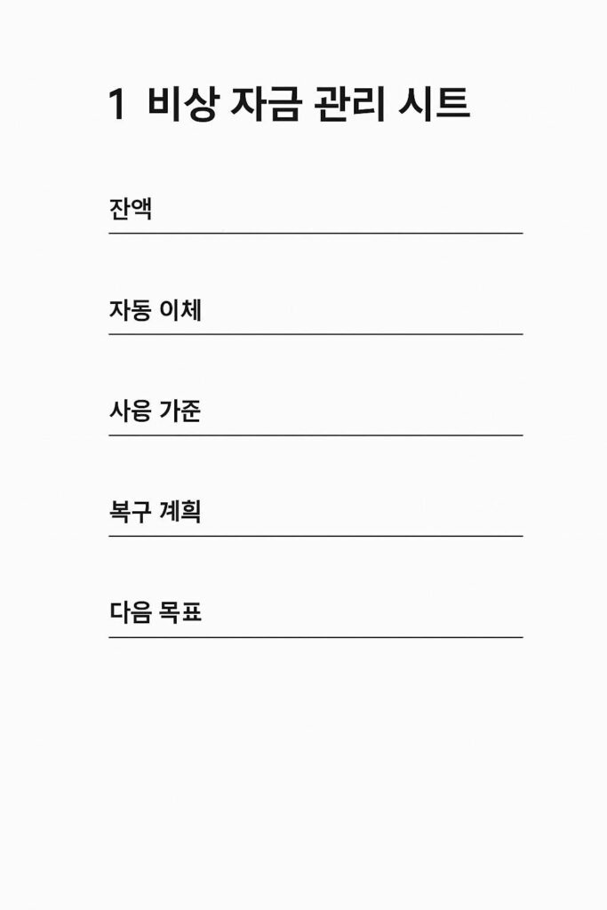 비상금 잔액 자동이체 사용기준 복구계획을 한 장으로 정리한 템플릿