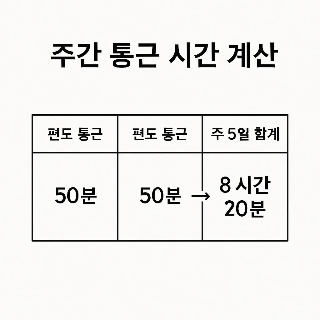 직장인 출퇴근 시간 주간 합계 계산 예시