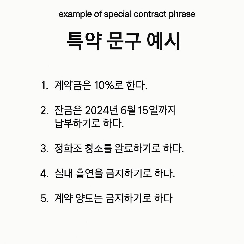 전월세 계약 특약 문구 예시 5개