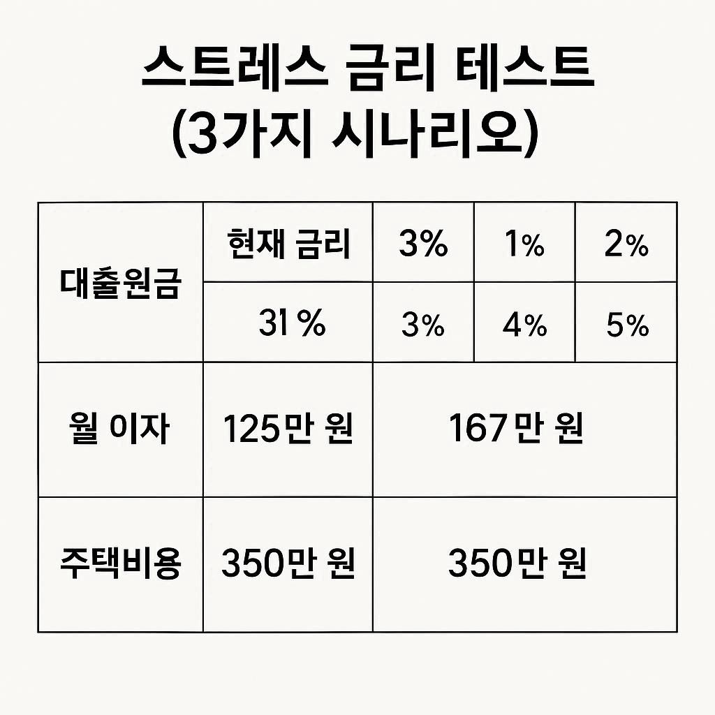 금리 3시나리오 이자 스트레스 테스트 표