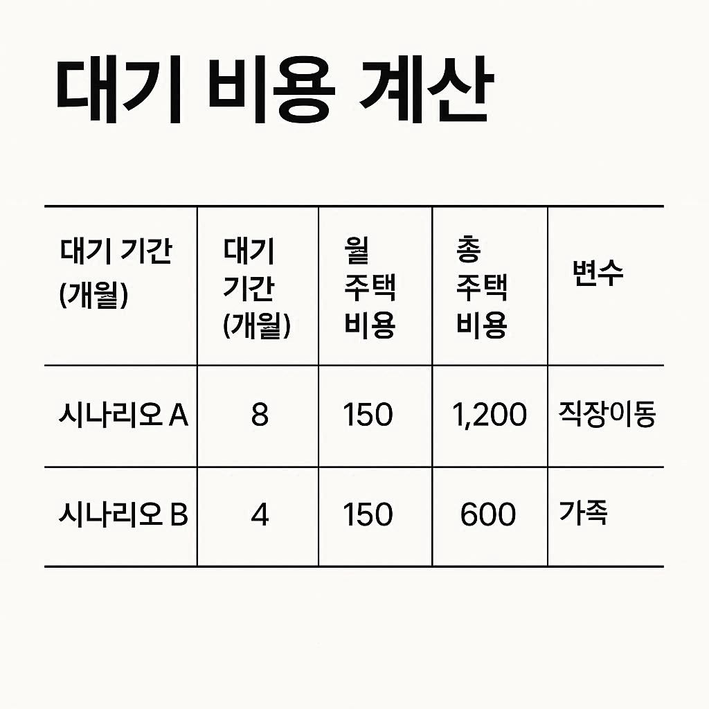청약 대기 기간 동안 주거비와 시간 비용 계산