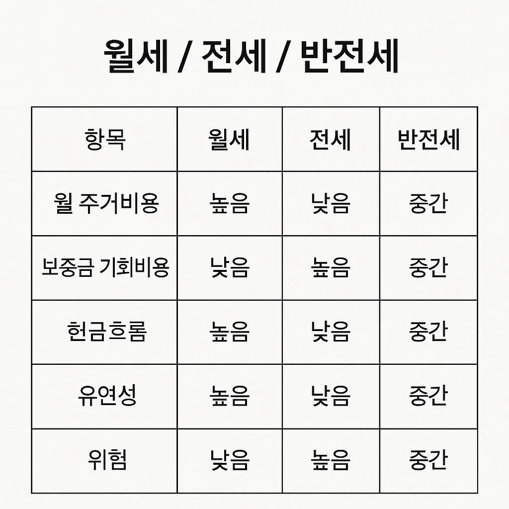 전세 월세 반전세 비교 기준표